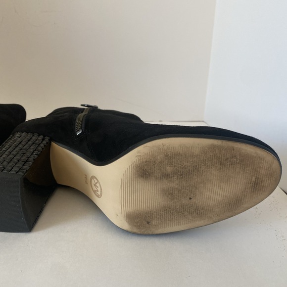 Michael Kors Black Suede Arabella Ankle Boots Zip Booties Studded Heels Size 9.5 - Picture 9 of 14